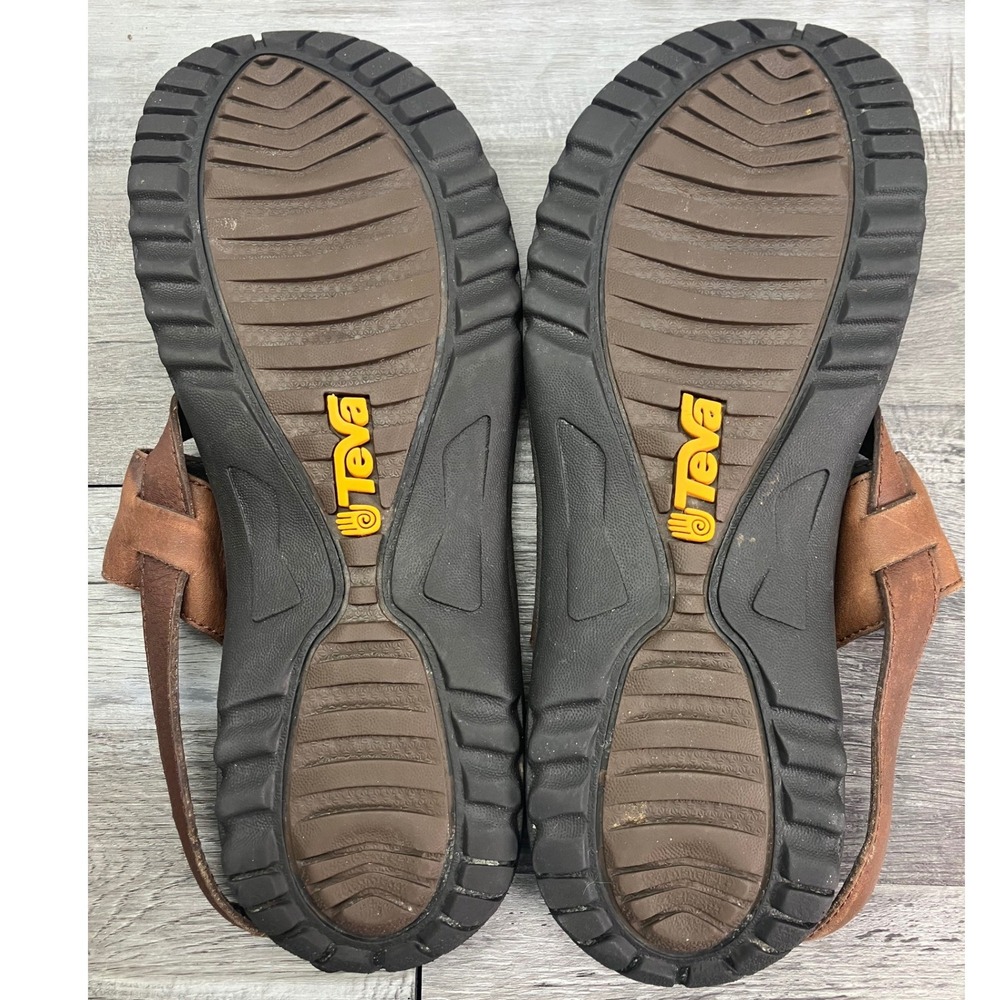 Teva Brown Leather Crisscross Slide Sandals - Picture 7 of 8